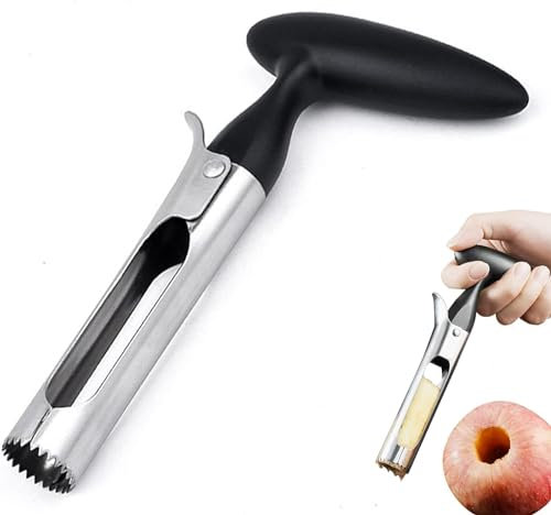 Levatorsolo per Mele in Acciaio Inox,Leva Torsolo Mela,Togli Torsolo Mela, Mela Lama Seghettata Pera Core Remover Strumento con Lama Seghettata in Acciaio Inossidabile per la Casa e la Cucina(nero)