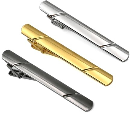 LICQIC Tie Clips for Men, Tie Tack Pins, Necktie Bar, 3 Pcs Long, 3 Colours