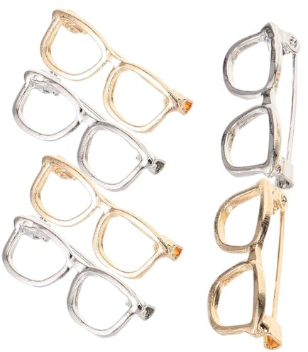 Broches en métal Forme créative de lunettes Épinglettes pour femmes et bijoux Accessoires pour vêtements Sacs et chapeaux, 3.10X1.00X0.20CM, Métal, No Gemstone