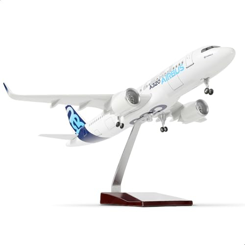 QIYUMOKE Modèle d'avion Prototype A320 Neo à l'échelle 1/100 – Kit d'avion moulé sous Pression avec Support (35,6 cm – L) – Modèle d'avion pré-construit pour Adulte – Cadeaux créatifs d'aviation,