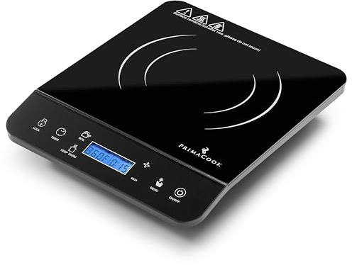 PrimaCook 1800W Portable Induction Cooktop Burner – 20 Temperature Settings, 18 Power Levels, 10-Hour Timer – Countertop Electric Hot Plate for RV, Canning, Dorm, Kitchen – Child Safety Lock (Black)