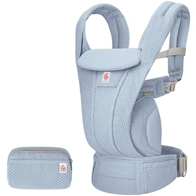 Ergobaby Omni Deluxe - Portabebés todo en uno para recién nacidos desde el nacimiento hasta 20 kg, ergonómico de malla de 4 posiciones, sistema de viaje, color azul sereno