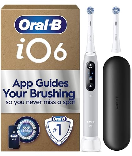 Oral-B iO 6 Grey Electric Toothbrush, 2 Toothbrush Heads, 1 Travel Case, Designed by Braun