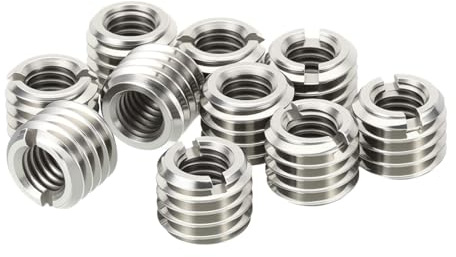 HiPicco 10 Pcs Thread Adapter Sleeve Reducing Nut, M8 x 1.25 Male to M6 x 1 Female Thread Stainless Steel Repair Insert Nut Screw 6mm Length Reducer Conversion Fastener