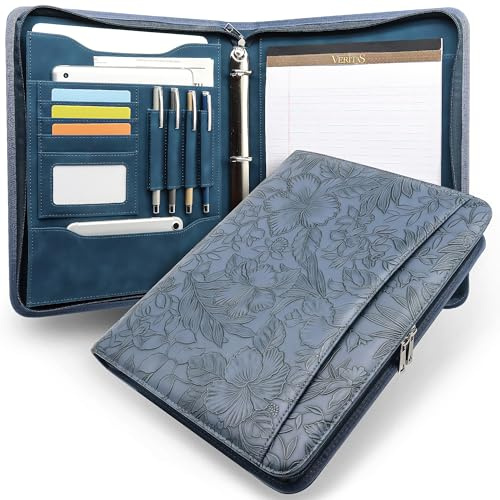 FORTAVEM Zippered 3 Ring Portfolio Binder, Padfolio Organizer for Women