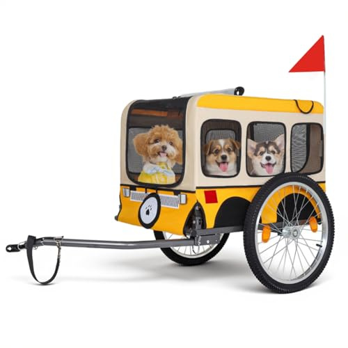 Collapsible Dog Bike Trailer for Large Dogs, Heavy Duty Pet Bicycle & Jogging Stroller w/ 20-Inch All-Terrain Tires, Folding Design,Supports Up to 88 lbs for Camping & Outdoor Adventures