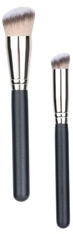 Healifty 2 piezas Brochas de Maquillaje para Mujer Pinceles Faciales Portátiles de Sintética para Base Líquida y Corrector Herramienta Cosmética Profesional para Piel Delicada