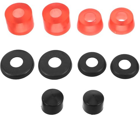 Yardwe Kit Amortisseurs Skateboard Transparent Rouge, 1 Jeu de Bushings pour Trucks, Coussinets Anti-Vibrations Compatibles Longboard, Coupelles de Pivot, Absorption des Chocs pour Ride