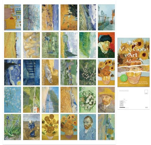 GHPKOTW 30 Postales De Pintura Al óleo, Arte De Van Gogh Con 10 Postales Fosforescentes, Postales Artísticas Retro De Paisaje, Para Regalos, Coleccionismo Y Mensajes