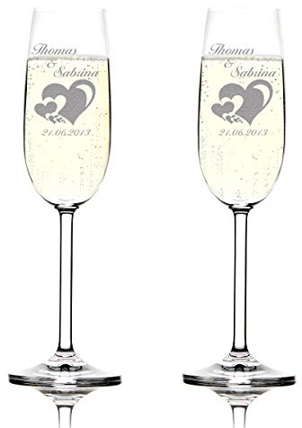 polar-effekt 2 bicchieri da spumante con incisione per spumante come idea regalo per spose e sposi in vetro da champagne personalizzato per ricevimento di setti