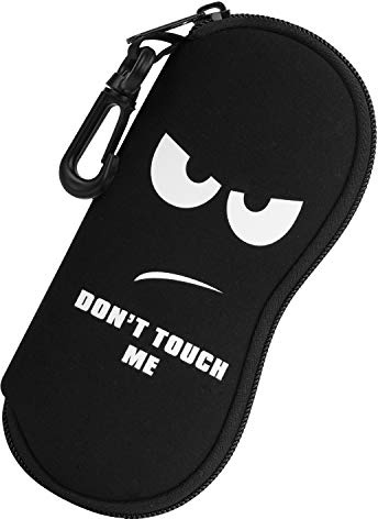 MoKo Eyeglasses Case, Soft Zippered Neoprene Sunglasses Pouch Protective Eyewear Case Bag with Clip for Men and Women