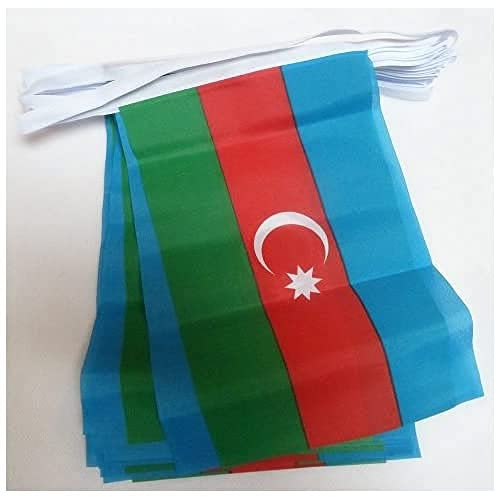 AZ FLAG Flaggirlang Azerbajdzjan 12 m 20 flaggor Lätt Polyester 45x30 cm
