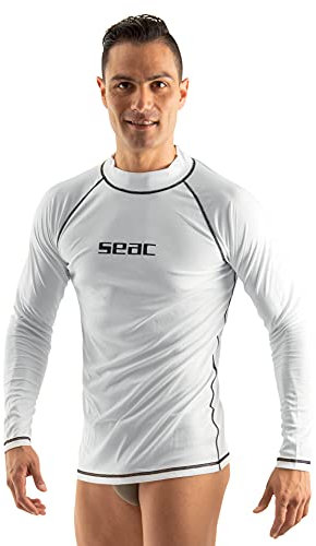 Seac T-Sun Long Man, schützendes Rash Guard-Tauchshirt zum Schnorcheln und Schwimmen mit Sonnenschutz, weiß, S