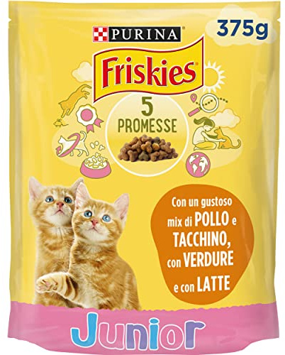 Purina Friskies Croquettes Chats Kitten, Nourriture pour Chatons avec Poulet, Dinde, Lait et légumes, 12 boîtes de 375 g