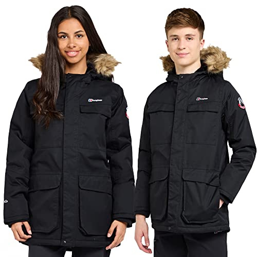 Berghaus Kids Unisex Fourstones Waterproof Hooded Parka Jacket - Insulated Winter Warm Coat with Adjustable Hood & Removable Faux Fur Trim - Boys & Girls School, Outdoors & Hiking Outerwear