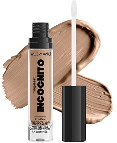 wet n wild, Megalast Incognito Full-Coverage Concealer, Correttore Riccamente Pigmentato, Modulabile da Medium-to-Full, Finito Opaco, Formula Nutritiva e Idratante, con Burro di Karitè, Light Honey