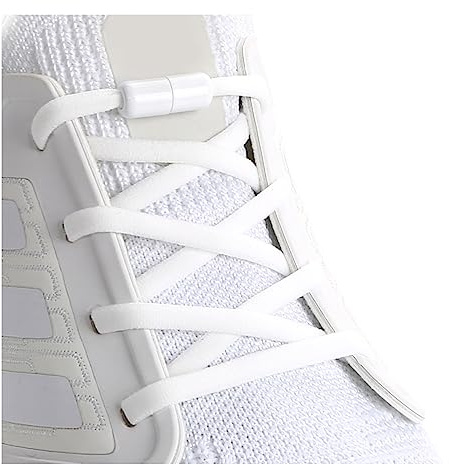 ZHENTOR Elastic Shoe Laces, Elastic No Tie Shoelaces for Sneakers, One Size Fits All Adults and Kids Shoes (White(1 pair))