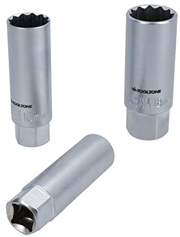 Metric Thin Walled Spark Plug Sockets 14mm 16mm + 18mm 12 Point Bi-hex 3pc