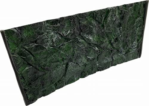 PLASTIKO - Aquarium Hintergrund 3D I Rückwänd 120x50 cm I Leicht zu Montieren und Reinigen I Keine Verklebung Erforderlich I Sicher für Tiere I Grün mit einem Muster aus Niedrigen Steinen