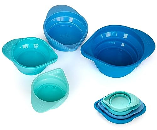 Parmedu Collapsible Silicone Measuring Cups: 4 pcs Portable Measuring Tools - with Engraved Metric/US Markings for Liquid & Dry Measuring, Space Saving Measurement Cups, Heat- and Cold-Resistant