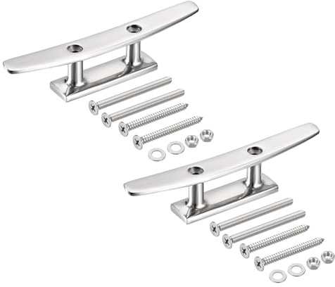 sourcing map Boat Cleat Open Base 5 Inch, 2 Pcs 316 Stainless Steel Dock Cleat for Kayak Boat, Yachts, and Fishing Boats, Include Installation Screws