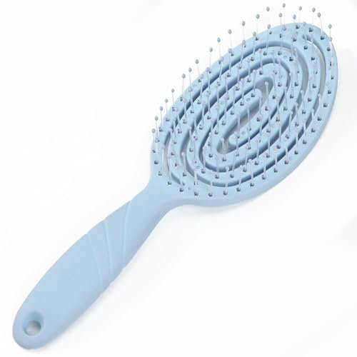 SRCLO Cepillo de pelo sin tirones para mujeres, hombres y niños – Cepillo desenredante también para rizos y pelo largo – Cepillo desenredante profesional único con muelle en espiral