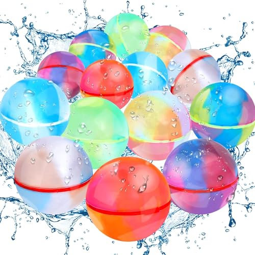 6 Stück Wiederverwendbare WasserballonsSelbstschließend, Wasserbomben Splash Bälle, Einfaches und schnelles Befüllen, Wasserspielzeug Pool Spielzeug Strandspielzeug für Sommer