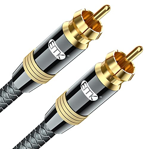 EMK Subwoofer kabel 3,6 m – digital koaxialkabel (RCA) med guldkontakter – för AV-mottagare, förstärkare, hemmabio