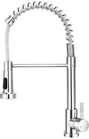 Küchenarmatur mit Brause, Feder-Wasserhahn für Küche, ausziehbare Mischbatterie mit 2 Sprühmodi, Spültischarmatur aus Edelstahl für Warm- & Kalt,einfache Montage mit G3/8'' Anschlüssen