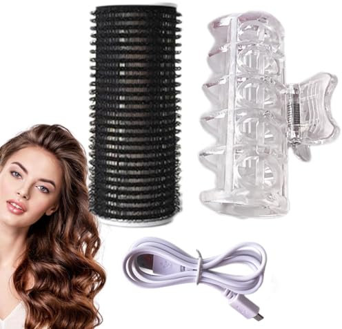 Hot Rollers Hair Curlers - Usb Heated Hair Curler,Portable Hair Curlers, Electric Rollers Hair Curlers, Hair Curling Styling Tools, Self-Adhesive, Portable For Medium Hair