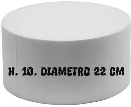 Base Rotonda in Polistirolo per Torte, 22 cm Diametro x 10 cm Altezza, Bianco