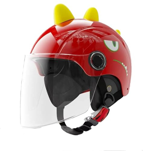 Unique Kid Open Motorcycle Helmet with Visor,DOT Approved Novelty Cartoon Style Half Face Helmet for Youth Children Moped Scooters Electric Off-Roaders V Bicycle Half Helmet(O)