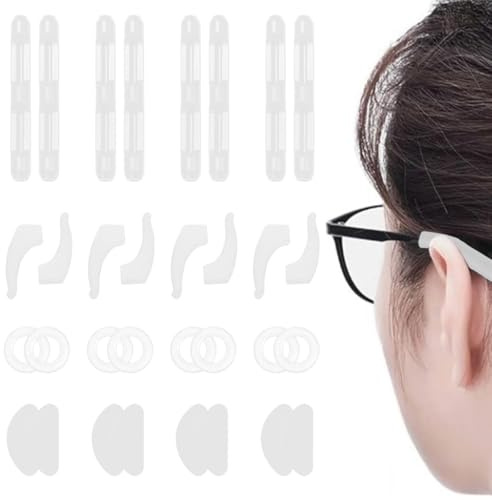 COYUN 16 pares ganchos antideslizantes orejas, gafas de silicona suave, lentes para la nariz, puntas de las sienes retenedor de manga soportes ganchos para las orejas, almohadillas para gafas, Blanco