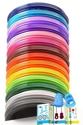 Lambluefly Ricariche Penna 3D PLA, 24 Colori da 5M, 1,75 mm, 120M Totali | Ricarica Penna 3D con Manicotto in Silicone e Modello, Compatibile con Penne-3D SCRIB3D, MYNT3D, PIKA3D, Jandi, BubPen ecc