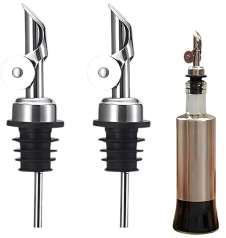 YUVKIN 2 Pezzi Dosatore in Acciaio Inox con Coperchio Automatico, Versatore per Bottiglie di Olio, Vino, Cocktail, Olio d'Oliva, Succo, Sciroppo, Aceto