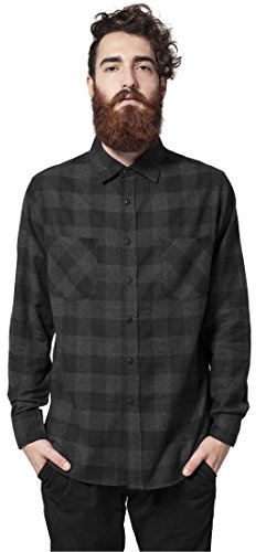 Urban Classics rutig flanellskjorta män flanellskjorta svart/vinröd basics, streetwear
