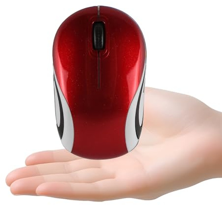 Usbkingdom Mini Small Wireless Mouse for Travel Optical Portable Mini Cordless Mice with USB Receiver for PC Laptop Computer (Red)