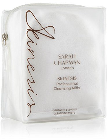 Sarah Chapman Skinesis Professional Cleansing Mitts – Dual-Sided Face & Eye Mitts for Makeup Removal & Gentle Exfoliation – Pack of 4