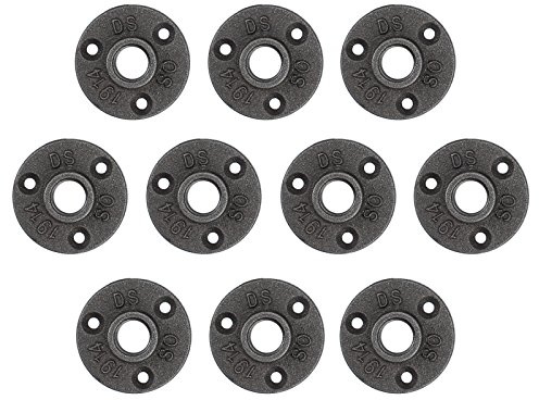 ESYNiC 10pz Flangia Filettata 1/2'' BSP in Metallo Supporto per Tubo Mensola da Muro - 10 Flange di Raccordo in Ghisa Malleabile per Tubi Diametro 65mm con 3 Fori Arredamento Stile Industriale Vintage