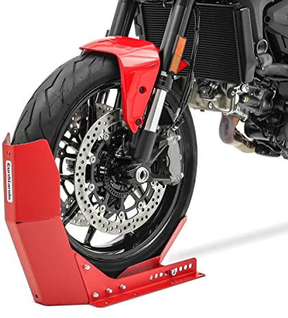 ConStands Easy Transport Fix - Motorcycle Stand Paddock Front Wheel Chock Transport Universal Constands Transport-Fix red mat