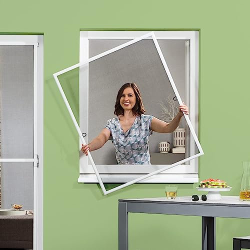 empasa Insektenschutz Fliegengitter Fenster START Fliegenschutz Alurahmen Mückengitter individuell zuschneidbar in weiß, braun oder anthrazit als Selbstbausatz