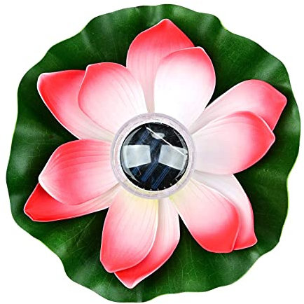 Lychee Luci Galleggianti Solari Esterno, RGB Lotus Flower Wishing Pond Light,IP65 LED Floating Light Impermeabile per Esterne, Giardino, Piscina, Stagno (Rosso)