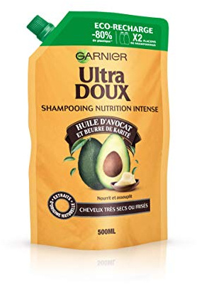 Garnier Ultra-sanftes Avocadoöl/Sheabutter Eco-Intense Nutrition Shampoo Nachfüllpackung pflegt und macht für sehr trockenes/lockiges Haar weich, 500 ml