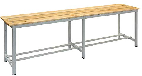 Megablok Banco Vestuario Desmontado. Estructura Metálica Gris - Asiento Madera Pino Barnizada. Dim: 472 mm x 2000 mm x 340 mm