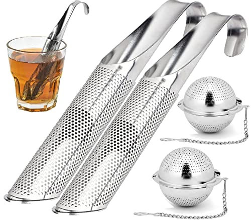 4 Stück Teesieb, Teesieb für Losen Tee Teesieb Teefilter für Tasse Teekugel mit Kette Teeei, Gewürzsieb, Rostfreier Edelstahl für Losen Tee, Rose, Kaffee, Gewürze