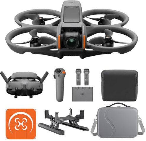 DJI Avata 2 Fly More Combo (Tres Batería) Bundle, drone FPV con cámara,protección de la hélice, voltea/rueda con sólo pulsar un botón, drone con cámara de contenidos POV, incl. Goggles 3y RC Motion 3