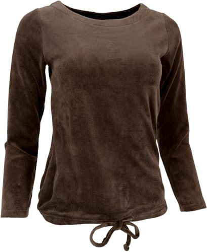 GURU SHOP Nicki, maglione in morbido velluto, maglietta a maniche lunghe, da donna, in cotone, maglioni, maniche lunghe e felpe, abbigliamento alternativo, marrone cioccolato, 42