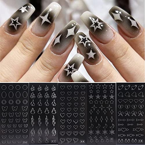 Fcozpjk Airbrush Stencils for Nails 10PCS Heart Stars Hollow Nail Stickers
