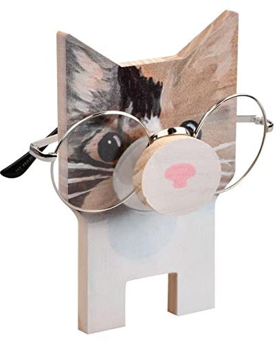 FESSOSKO Soporte Creativo para Anteojos, Soporte para Gafas de Animales de Madera Soporte para Anteojos Decorativo, Soporte para Gafas para decoración de Escritorio y Oficina (Cat)