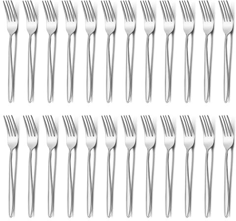 Pleafind 24-Piece Dinner Fork Set - 7.87 Inch Stainless Steel Table Forks, Mirror Polished, Dishwasher Safe